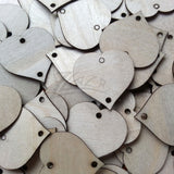 THIN Wood HEARTS 1.25"x1/32" 2-Hole Holiday
