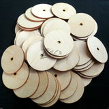 2"x1/8" Wooden Circle Disc Craft Board 1 Center Washer Hole (1/4" Dia.) Doughnut Button