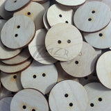 Wood Circle Buttons 1.5" x 1/8" 2-HOLE Sewing Craft Disc Flat Hard wood Shapes USA MADE!