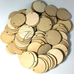 Wood Circles 1"x1/8" 1-Key Chain HOLE Craft Disc Flat Hard wood Shapes USA MADE!