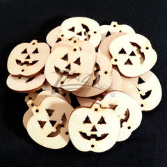 Wood Holiday Halloween PUMPKIN Jack-O-Lantern 1.5" 2-Holes (1-1/2")