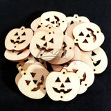Wood Holiday Halloween PUMPKIN Jack-o-Lantern 1" 2-Holes