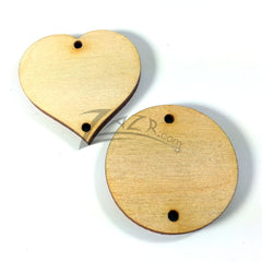 Wood (50) 10+40 COMBO Hearts & Circles 2-Hole - (3 Sizes available)