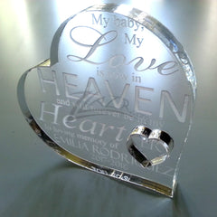 Memorial Baby Heart(s) 4" x 1/2" Thick Clear Acrylic - Custom and Personalized