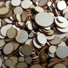 Wooden Random 1/2 LB Small Solid Circles 1/8" Craft Disc Flat Hard wood Shapes DISCOUNTED!