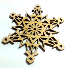 Snowflake "J" Wood Holiday 1/8"